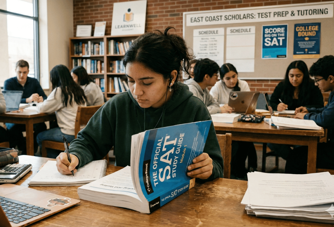 SAT tutor in Farmingdale NY working with a student on digital SAT preparation